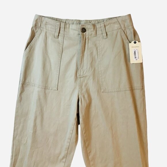 NWT St Johns Bay Chino Straight Pants Womens 12 Beige Khaki High-Rise - Picture 2 of 10